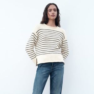 Zara Striped 💯 Cotton Sweater NWOT!
